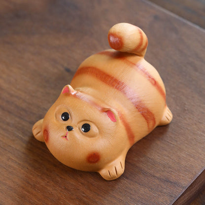 Mascottes de thé chat roux en argile