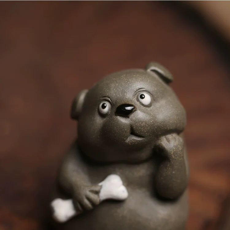 Mascotte de Thé Chien en Céramique