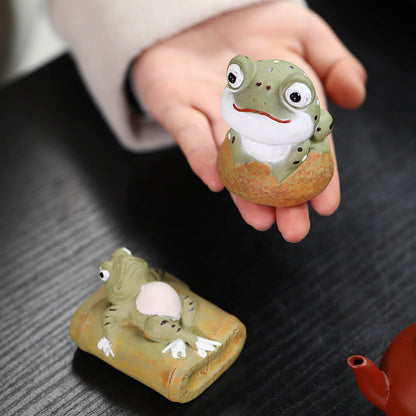 Mascottes de thé frog vert en argile