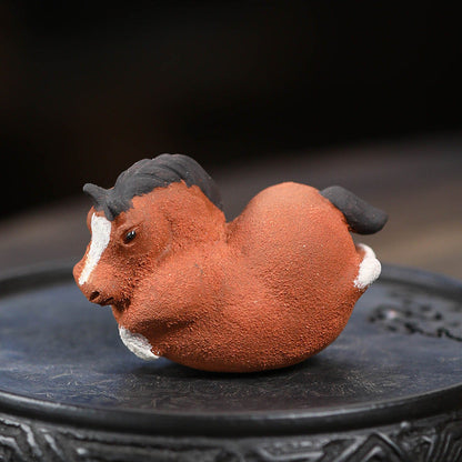 Mascottes de thé chevale roux en argile