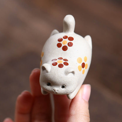 Mascottes de thé chat fleur en argile