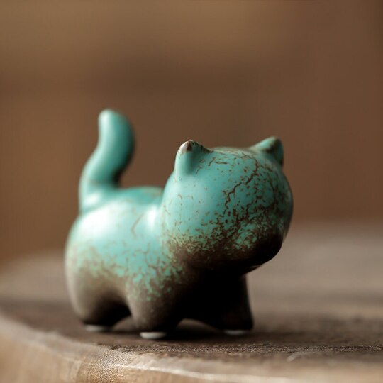 Mascottes de thé chat en céramique