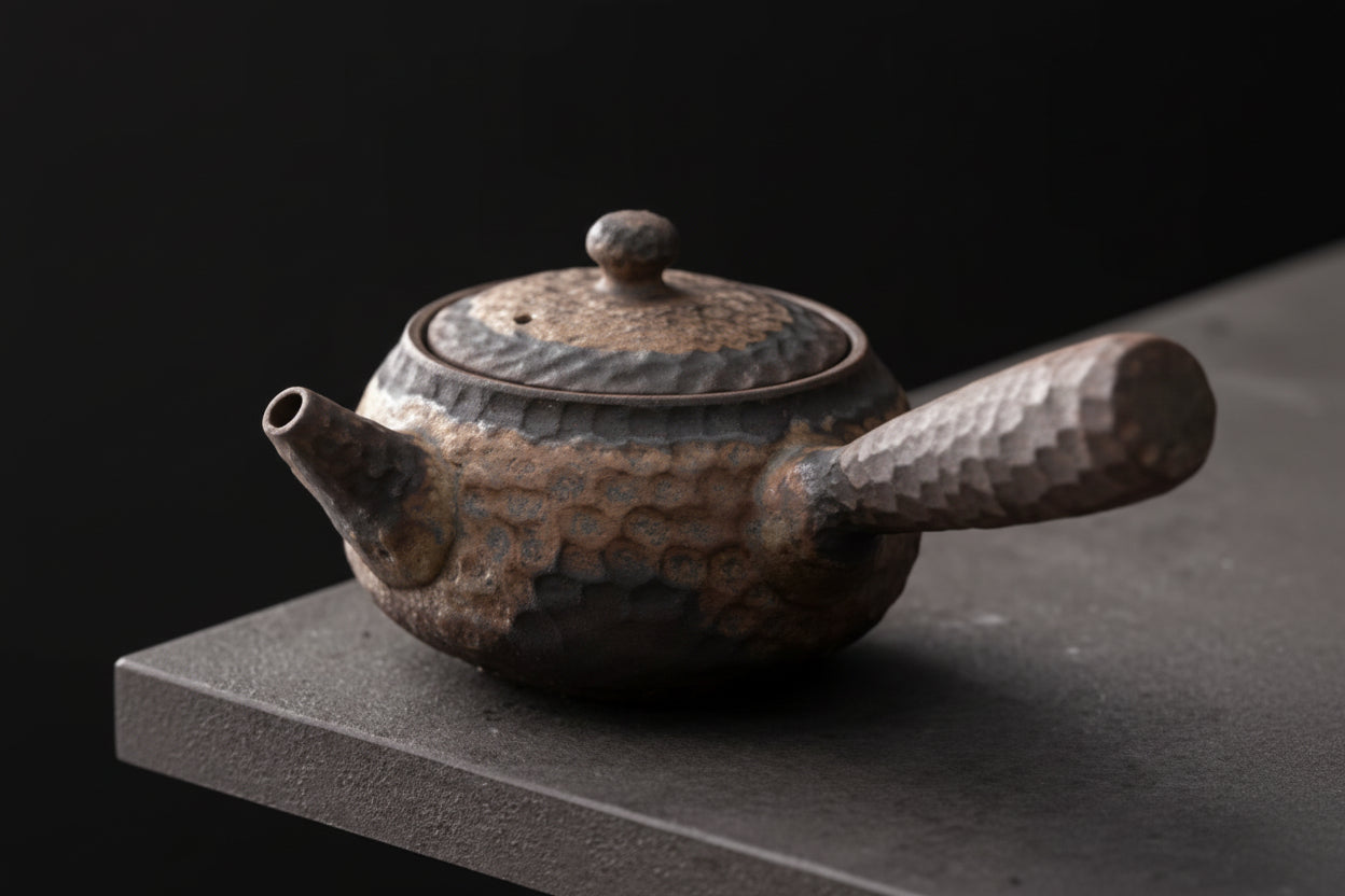 THÉIÈRE EN CÉRAMIQUE ARTISANALE   MANCHE CREUX