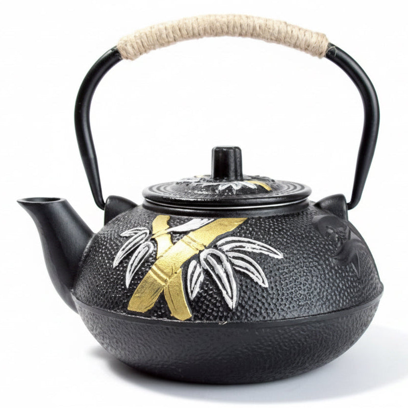 THÉIÈRE EN FONTE  ANSE EN BAMBOU