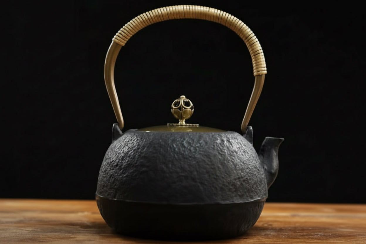 THÉIÈRE EN FONTE (STYLE JAPONAIS)  DÉCOR ANCIEN