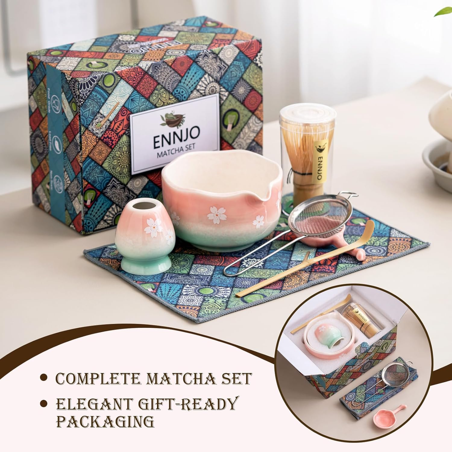 Set Matcha 500ml Sakura Fleur Cerisier Rose Petal