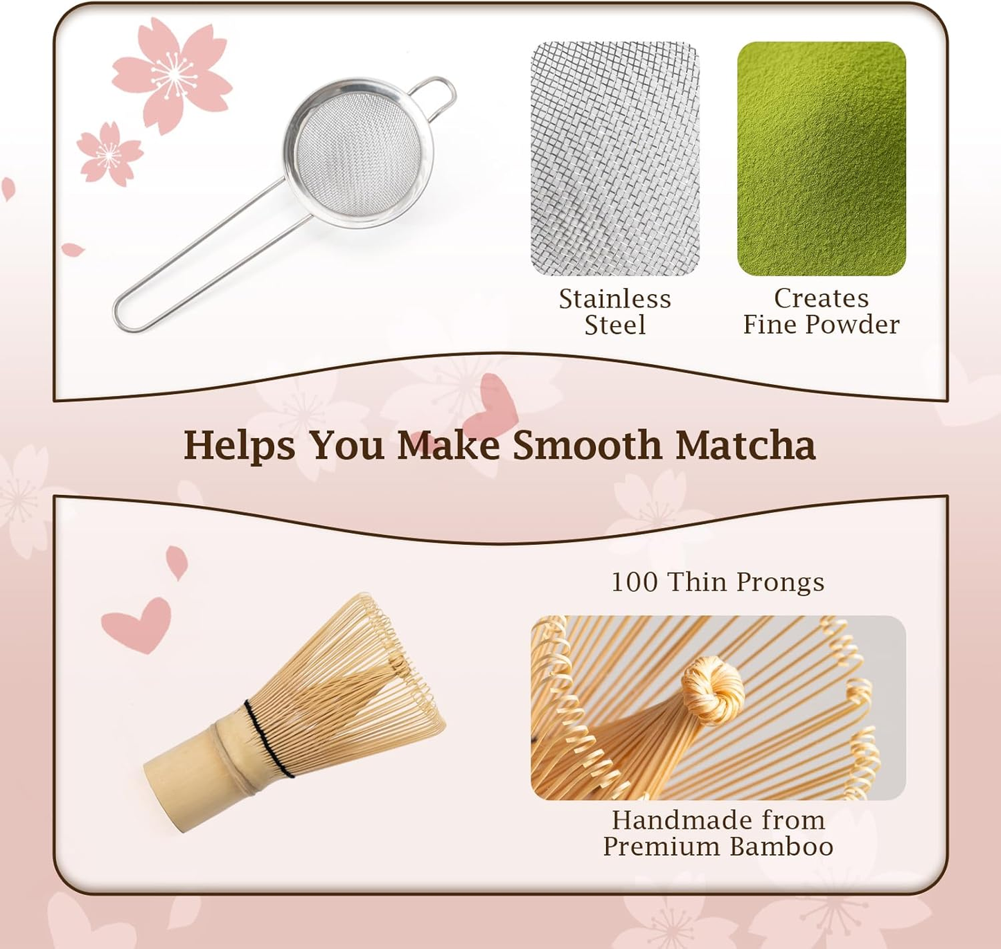 Set Matcha 500ml Sakura Fleur Cerisier Rose Petal