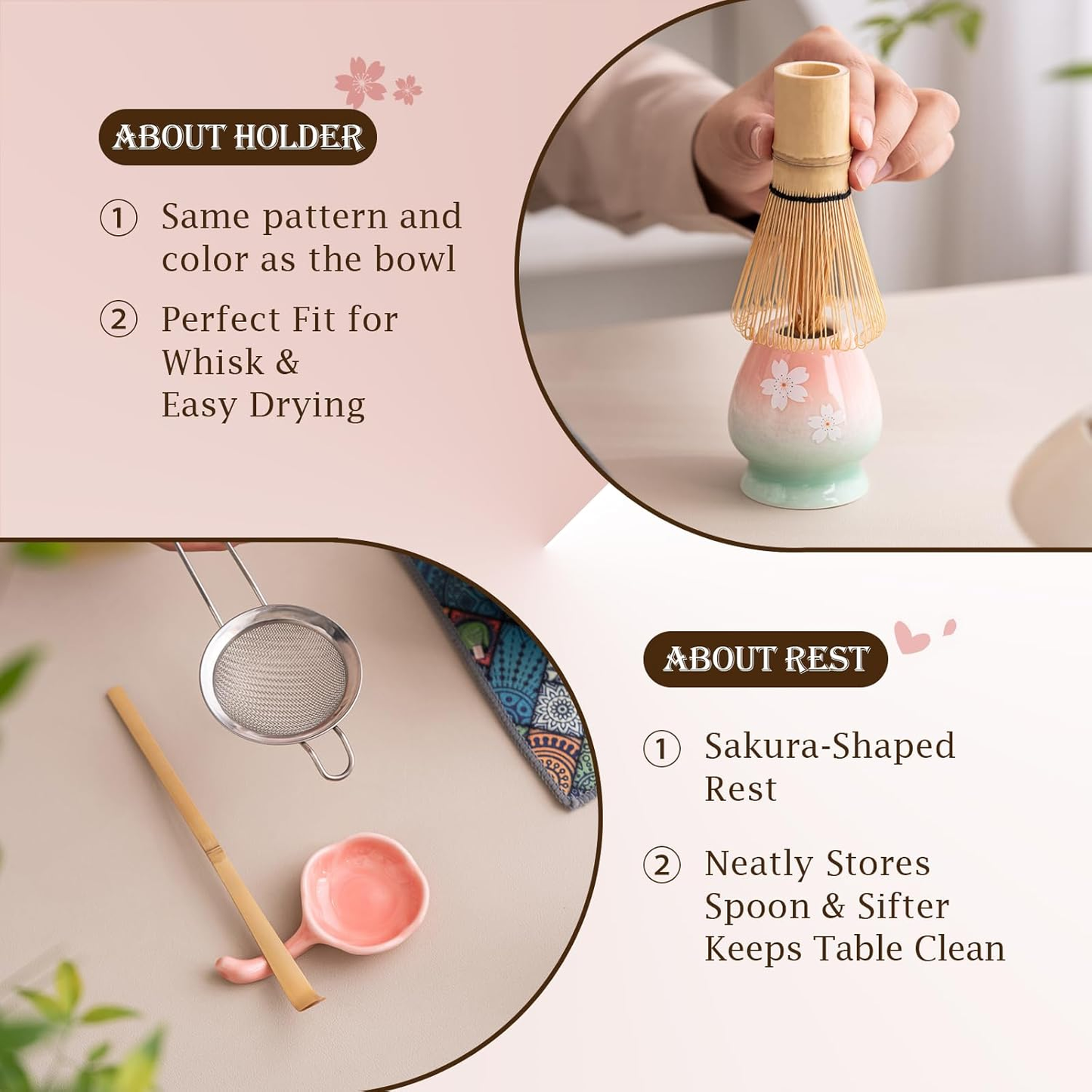 Set Matcha 500ml Sakura Fleur Cerisier Rose Petal