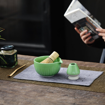 Set de matcha 450ml trois couleurs fleuré