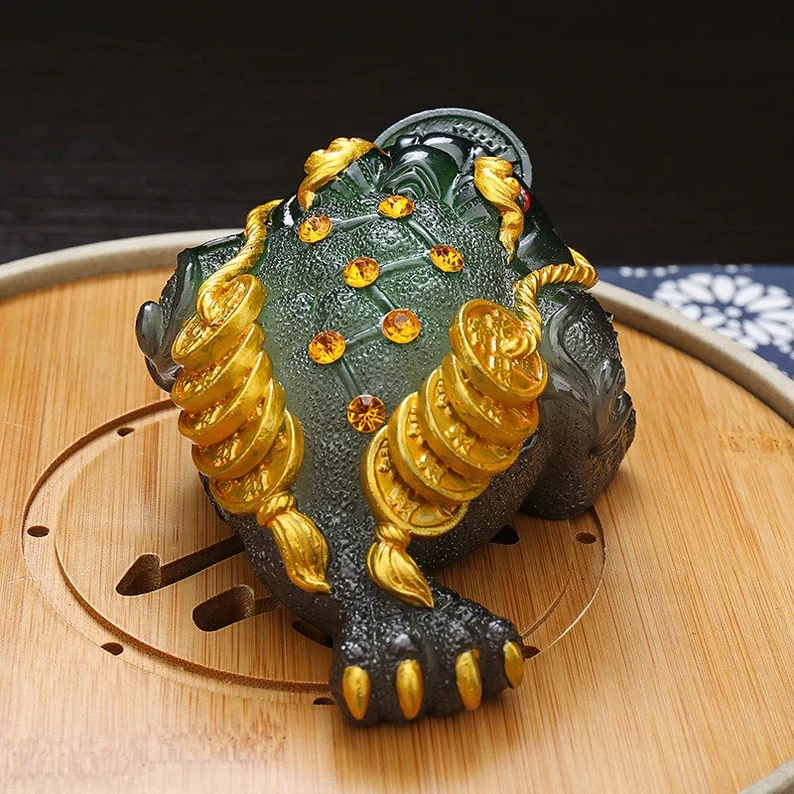 Mascottes de thé Résine de crapaud chanceux changeante