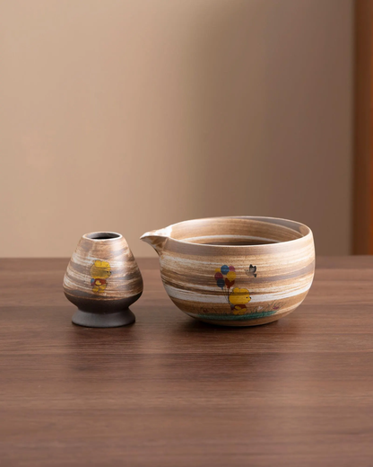 Set Matcha 450ml Floral Petite Taille Cadeau Idéal