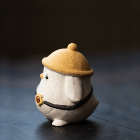 Mascotte de Thé Cochon Bonheur en Argile