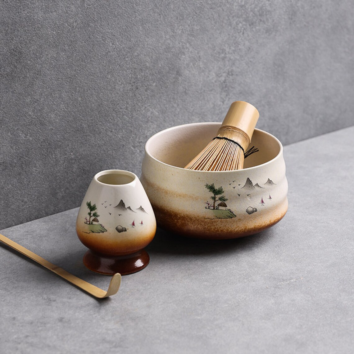 Set Matcha 500ml Fouet Tamis Inox Chashaku