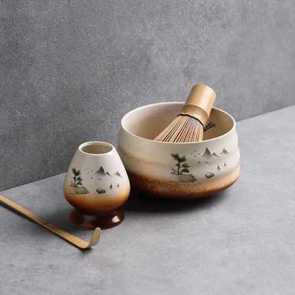 Set Matcha 500ml Fouet Tamis Inox Chashaku