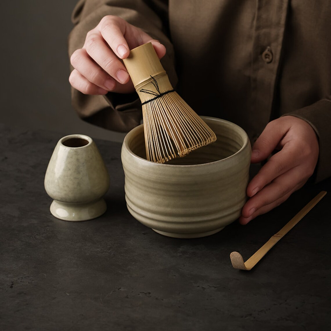 Set Matcha 470ml Japonais Authentique Bambou Fouet