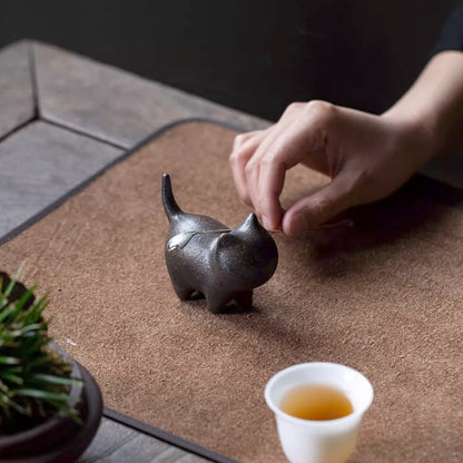 Mascottes de thé chat en céramique noir