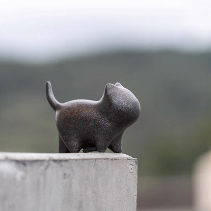 Mascottes de thé chat en céramique noir