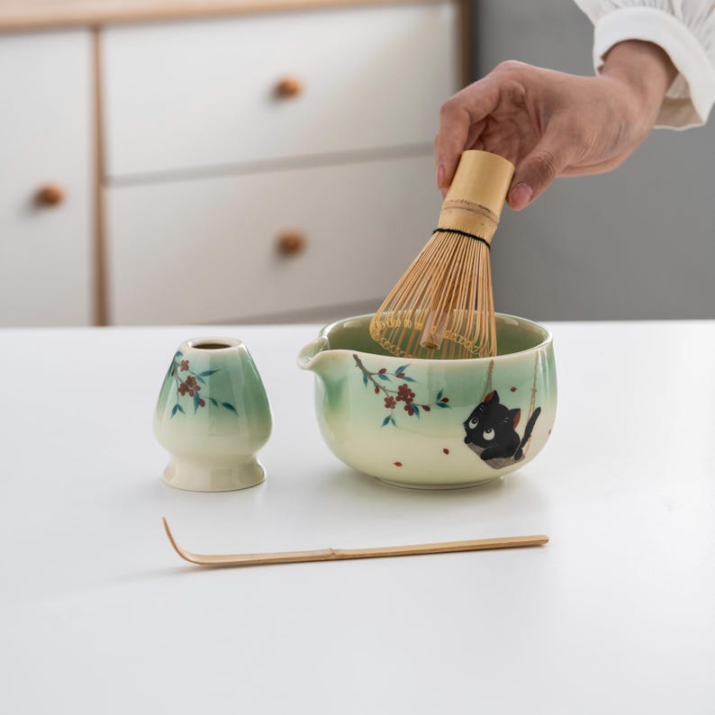 Set de matcha 450ml chat noir sakura