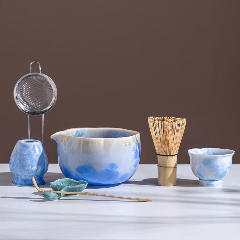 Set Matcha 700ml Céramique Grand Bol Tamis Scoop