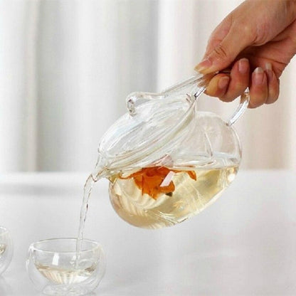 THÉIÈRE EN VERRE ACTION ET DÉTENTE