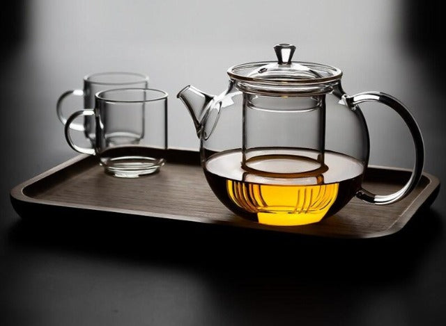 Théière en verre avec infuseur amovible, bouilloire sûre et thé en