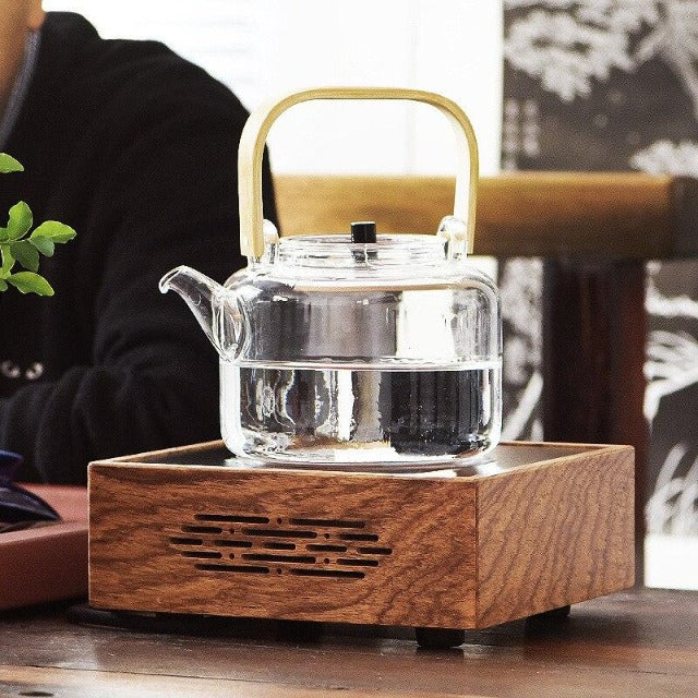 THÉIÈRE EN VERRE AVEC SUPPORT PLAT