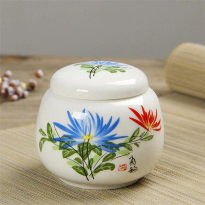 boite à thé chinoise bambou fleur bleu