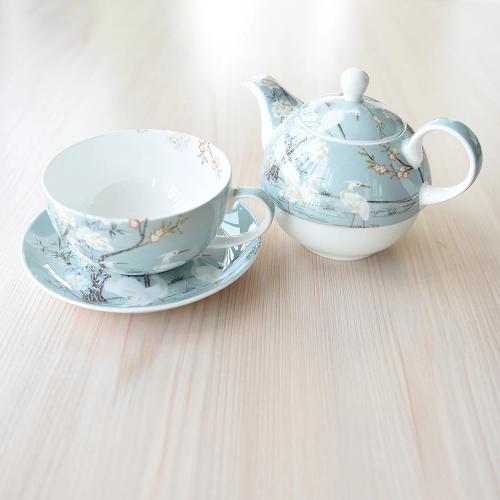 Théière solitaire vintage en céramique anglaise aux motifs bleutés Arthur Wood (réparée