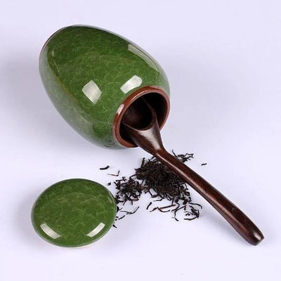 boite à thé en porcelaine chinoise verte renverser