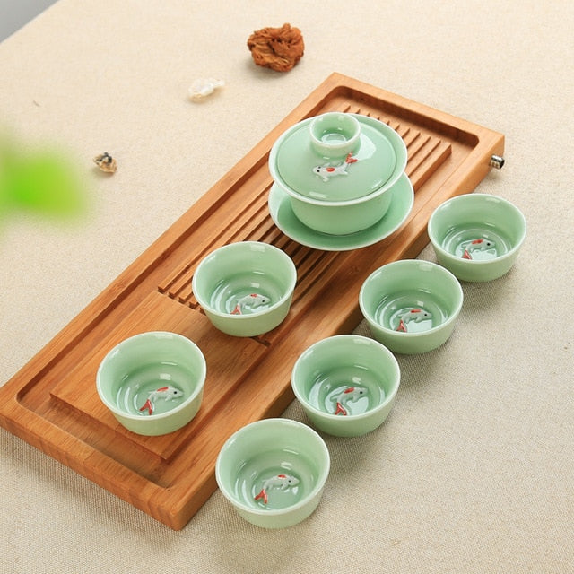 THEIERE,1pc pot (green)--Service à thé japonais en porcelaine avec