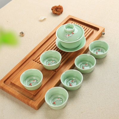 service à thé en porcelaine céladon style 7
