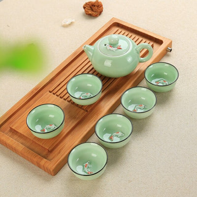 service à thé en porcelaine céladon style 1
