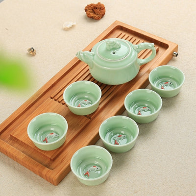 service à thé en porcelaine céladon style 5
