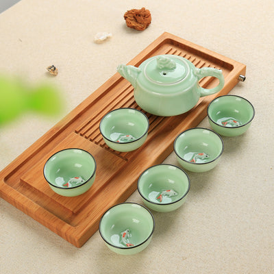 service à thé en porcelaine céladon style 6