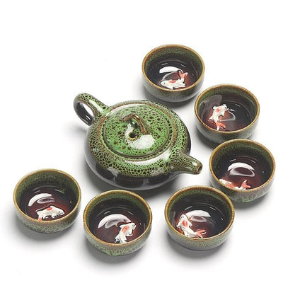 service à thé en porcelaine vert de chine vert