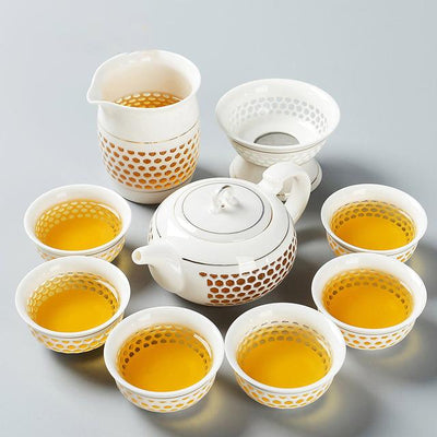 service à thé en porcelaine exquis rouge 9 pcs théière