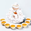 service à thé en porcelaine exquis rouge 11 pcs support