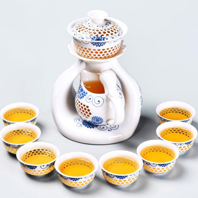service à thé en porcelaine exquis rouge 10pcs support gaiwan