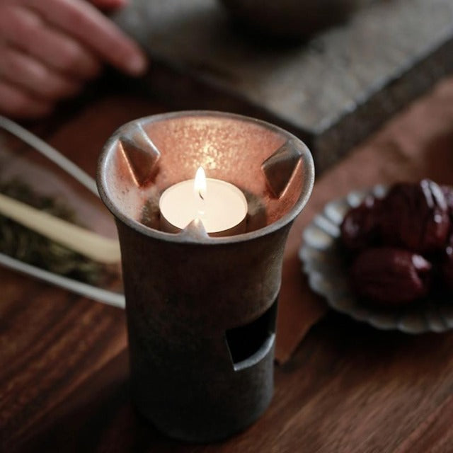5x Chauffe-théières, cafetière, en fonte de fer, pour une bougie, design  antique, réchaud rustique, noir