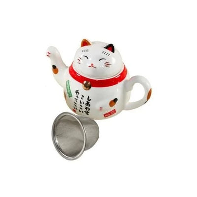 theiere en porcelaine japonais chat porte bonheur