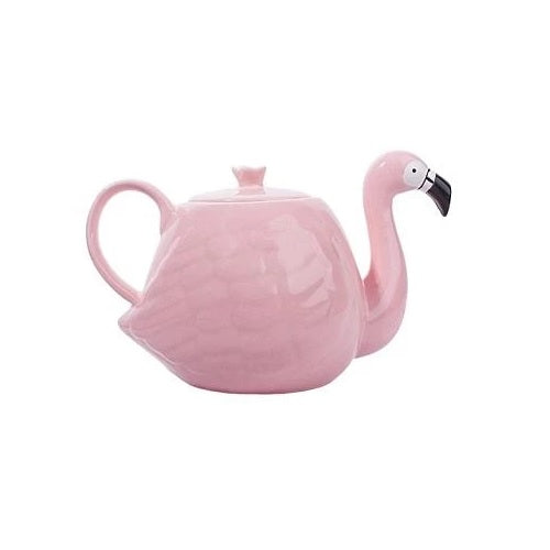 Théière en porcelaine rose vue de coté