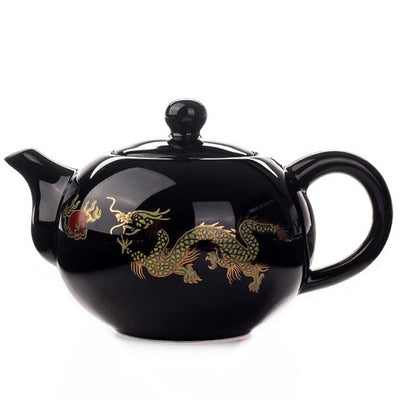 Théière en porcelaine noire dragon chinois