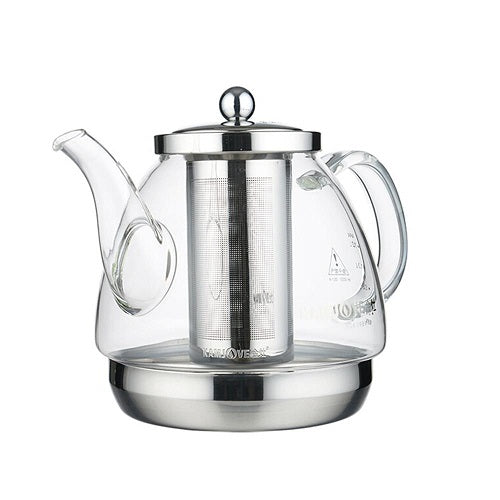 théière en verre et inox