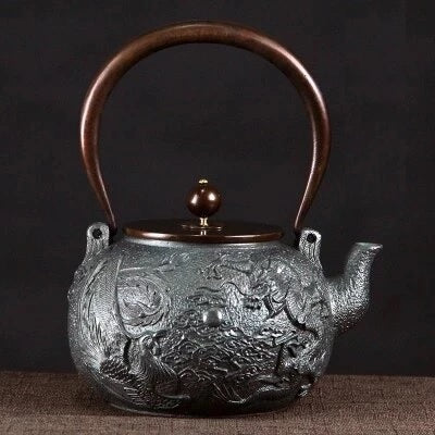 théière en fonte artisanale oeil du dragon noire